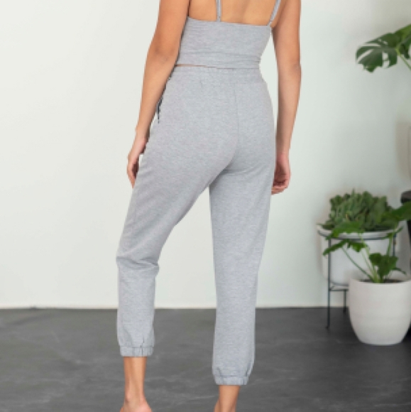 SHOPIRISBASIC Let's Do This Bustier and Joggers Lounge Set in Heather Grey - Picture 3 of 4